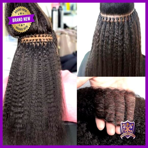 16 Inch Kinky Straight I-Tip Human Hair Extensions 100 Strands 50g main image 6